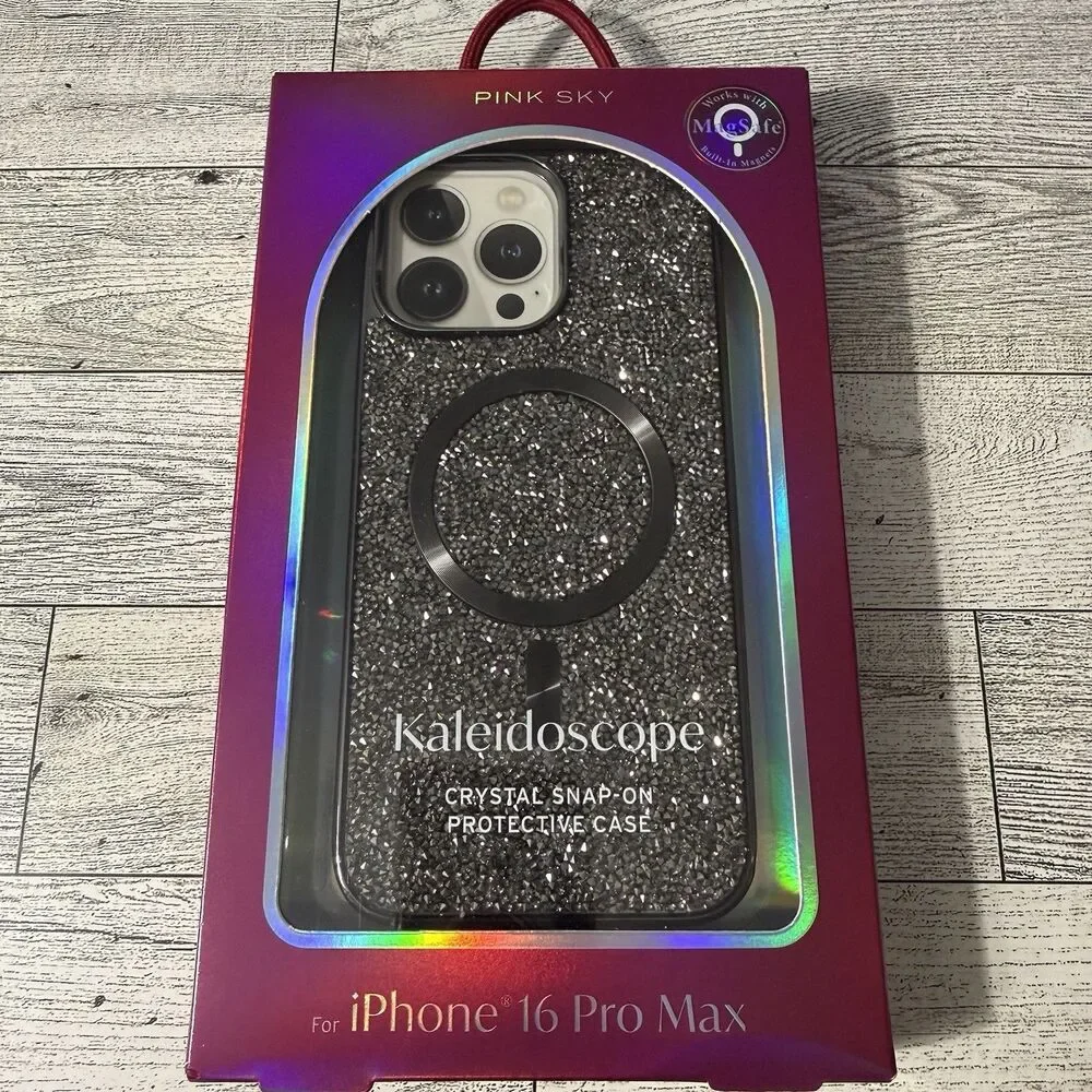 Pink Sky Phone Case Sparkle Glitter Crystals iPhone 16 Pro Max Kaleidoscope New